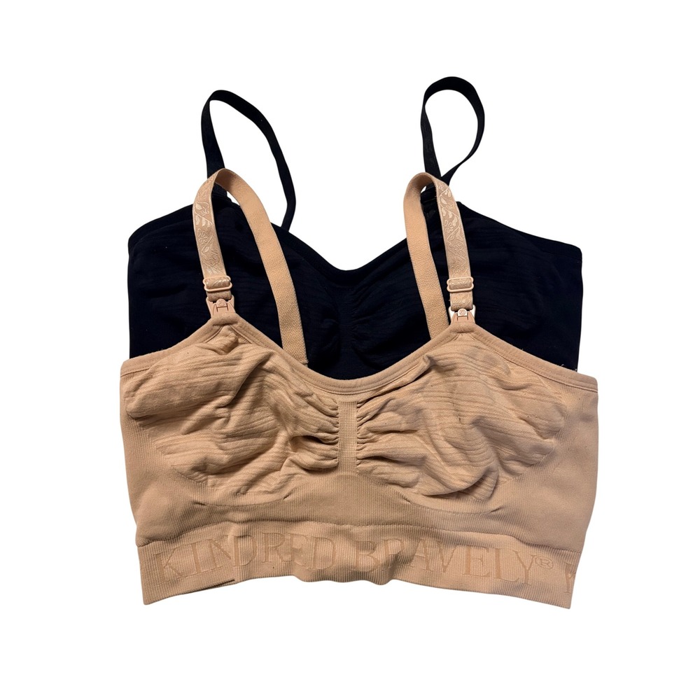 Kindred Bravely Sublime Hands-Free Pumping Nursing Bra 2pk Black Beige Small